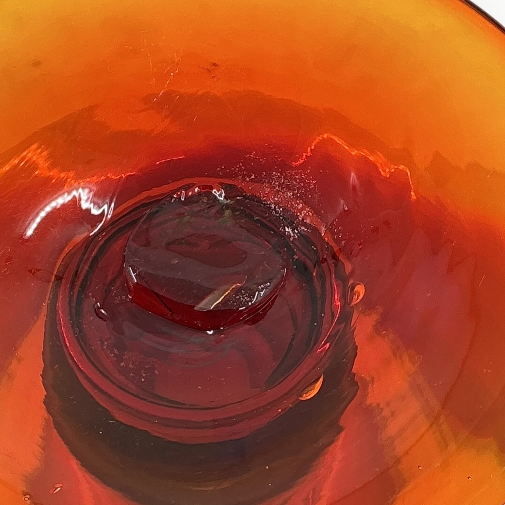 Blenko Tangerine Hand Blown Glass Footed Bowl Pedestal Compote 6.75 inches MCM - Picture 11 of 11